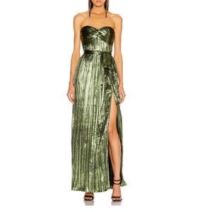 Metallic Plissé Gown